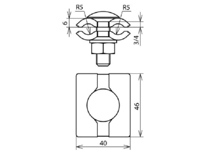 Dimensional drawing 2 Dehn 306 029 Parallel connector lightning protection
