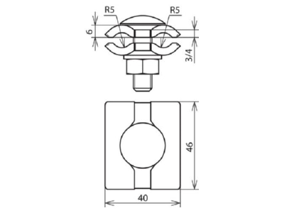 Dimensional drawing 3 Dehn 306 029 Parallel connector lightning protection