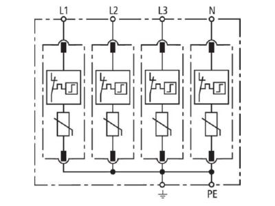 Circuit diagram 1 Dehn DG M TNS 385 Surge protection for power supply
