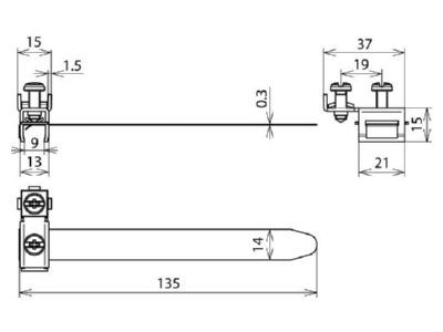 Dimensional drawing 1 Dehn 540 920 Earthing pipe clamp 10   27mm
