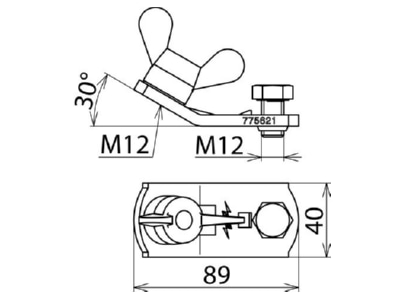 Dimensional drawing 2 DEHN EAS EK FM 12 Connection element for earthing and
