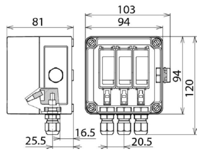 Dimensional drawing 3 Dehn DCU YPV SCI 1000 1M Surge protection for power supply
