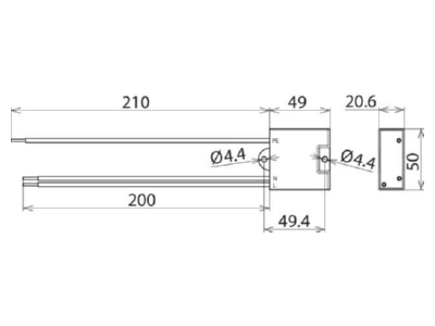 Dimensional drawing 1 Dehn DCOR L 2P 275 Surge protection for power supply
