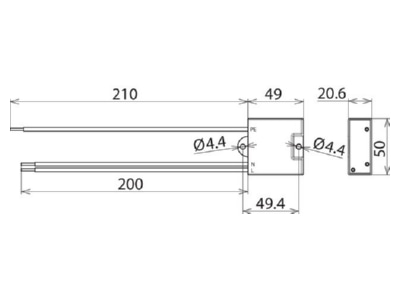 Dimensional drawing 2 Dehn DCOR L 2P 275 Surge protection for power supply
