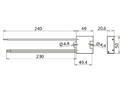 Dimensional drawing 3 Dehn DCOR L 2P 275 Surge protection for power supply