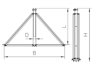 Dimensional drawing 1 OBO isFang 3B 250 A Tripod for lightning protection
