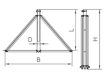 Dimensional drawing 2 OBO isFang 3B 250 A Tripod for lightning protection