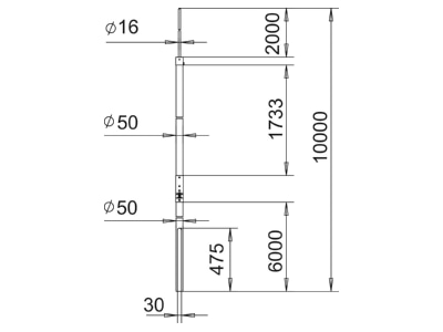 Dimensional drawing 1 OBO isFang IN A10000 Interception rod
