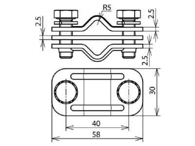 Dimensional drawing 3 Dehn 459 200 Lightning protection disconnect clamp
