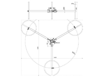 Dimensional drawing 1 Dehn DBSKBD50 RA620 STTZN Tripod for lightning protection
