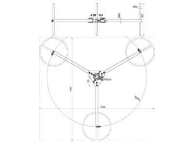 Dimensional drawing 2 Dehn DBSKBD50 RA620 STTZN Tripod for lightning protection
