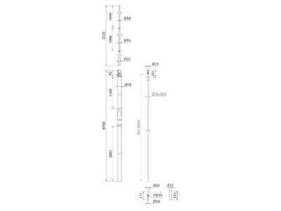 Dimensional drawing 1 Dehn HVI 23 L6M S  819438 Wire for lightning protection 5mm HVI 23 L6M S 819438
