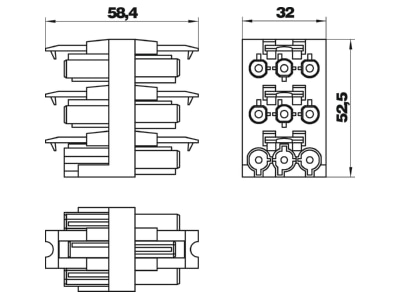 Ma�zeichnung 1 OBO VB 5 GST18i3p Verteilerblock 3p 1Eing   3p 5Ausg 