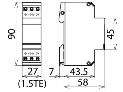 Dimensional drawing 3 Dehn BVT AVD 24 Combined arrester for signal systems