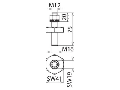 Ma�zeichnung 1 Dehn AS SCHR M16 55 M12 Anschlussstueck m  Gewindeb  M16 M12