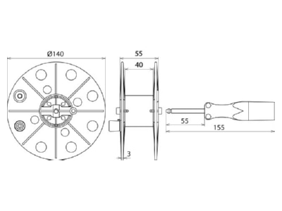 Mazeichnung 2 Dehn DHK40BSML0 75L50MBL Drahthaspel 50m  0 75qmm  blau