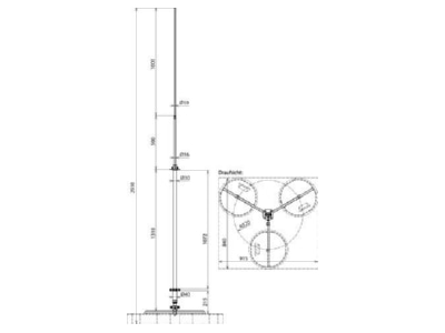 Dimensional drawing 1 Dehn FM D30 L2800  819287 Interception rod with tripod FM D30 L2800 819287
