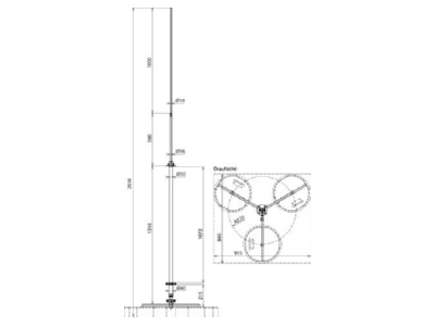 Dimensional drawing 3 Dehn FM D30 L2800  819287 Interception rod with tripod FM D30 L2800 819287