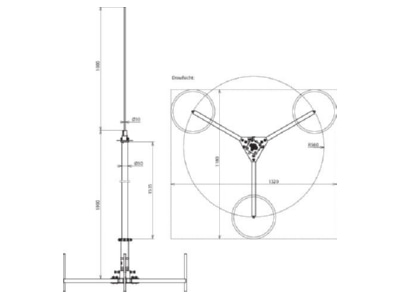 Dimensional drawing 1 Dehn FM D50 10 29  819380 Interception rod with tripod FM D50 10 29 819380
