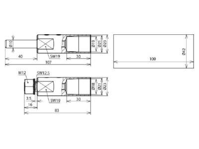 Dimensional drawing 1 Dehn HVI LO ASS RAV MM 20 Adapter for lightning protection

