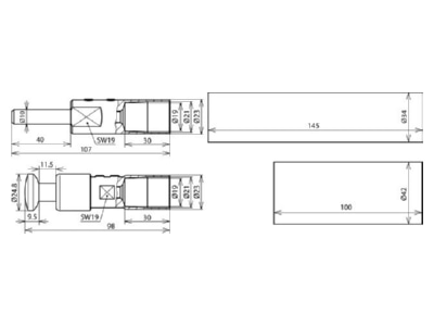 Mazeichnung 1 Dehn HVI LO ASS RIV 23 Anschlussset D23mm  grau