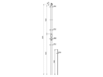 Dimensional drawing 3 Dehn SR D50 3200  105330 Support pipe for lightning protection SR D50 3200 105330
