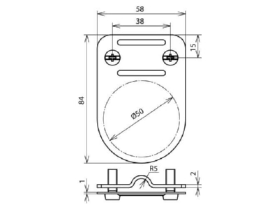 Dimensional drawing 1 Dehn TS 7 10 FL30 PP V2A Accessory for lightning protection
