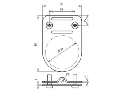 Dimensional drawing 2 Dehn TS 7 10 FL30 PP V2A Accessory for lightning protection