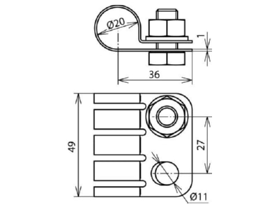 Ma�zeichnung 1 Dehn PAE 20 23 AB11 V2A PA Anschlusselement D 20 23mm