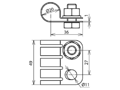 Ma�zeichnung 2 Dehn PAE 20 23 AB11 V2A PA Anschlusselement D 20 23mm