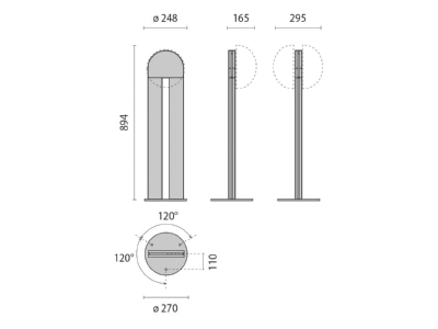 Dimensional drawing Performance in Light 000500 Light pole aluminium 0 89m