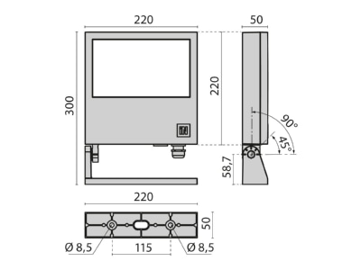 Dimensional drawing Performance in Light 305171 Downlight spot floodlight 1x26W   LED headlights 3000K 