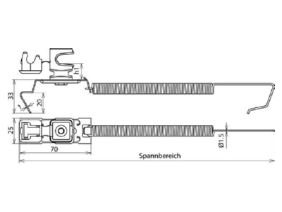 Dimensional drawing 2 Dehn DLH SSL 8 H36 204449 Roof holder for lightning protection DLH SSL 8 H36204449
