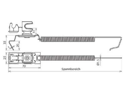 Dimensional drawing 3 Dehn DLH SSL 8 H36 204449 Roof holder for lightning protection DLH SSL 8 H36204449