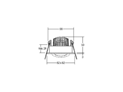Dimensional drawing Brumberg 12355023 Downlight spot floodlight 1x6W
