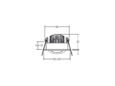 Dimensional drawing Brumberg 33355643 Downlight spot floodlight 1x6W

