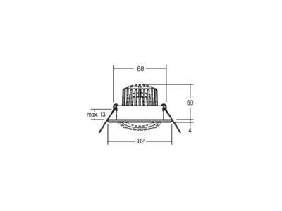 Dimensional drawing Brumberg 38180023 Downlight spot floodlight 1x6W
