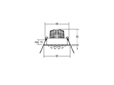 Dimensional drawing Brumberg 38187253 Downlight spot floodlight 1x6W

