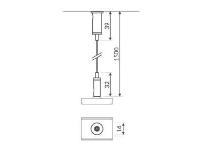 Dimensional drawing Brumberg 53006000 Suspension cable for luminaires