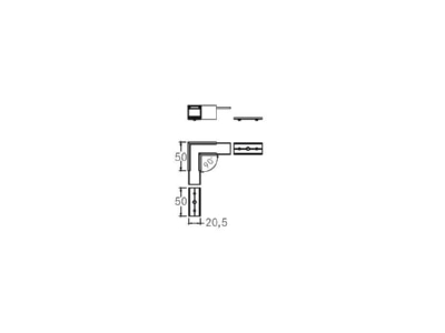 Dimensional drawing Brumberg 53059260 Coupler connector L shape for luminaires