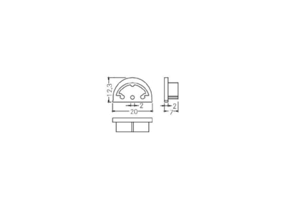 Dimensional drawing Brumberg 53078070 End cap for luminaires