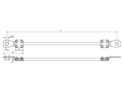 Mazeichnung 1 DEHN 410906 Erdungsleitung 10mm2 L 0 6m schw 