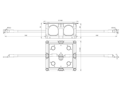 Mazeichnung 2 DEHN 476016 UP Trennstellenkasten 160x160x68mm