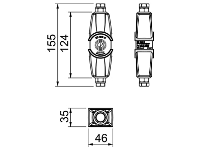 Dimensional drawing 2 OBO EX ISG H Spark gap for lighting protection