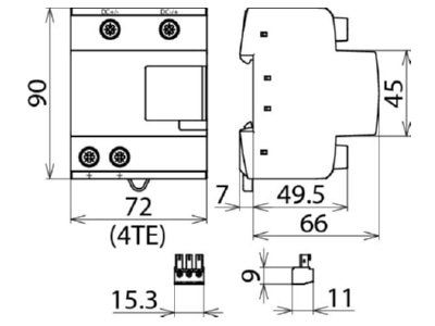 Dimensional drawing 2 DEHN 900075 Combined arrester for power systems