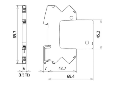Dimensional drawing 2 DEHN BCO ML2 BD 12 Combined arrester for signal systems