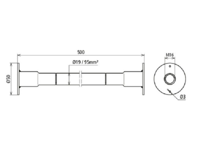 Mazeichnung 1 DEHN DBEB7FLEX EBS150319 Kupfer Kabel Erdungsbruecke H07V K