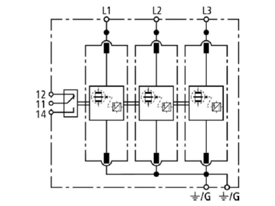 Circuit diagram DEHN DB MU 3PY 480 3W G R Lightning arrest for power supply
