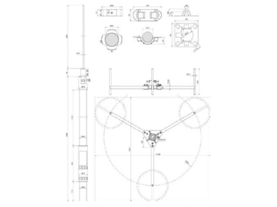 Dimensional drawing 1 DEHN FM D40 L2200  819682 Interception rod with tripod FM D40 L2200 819682
