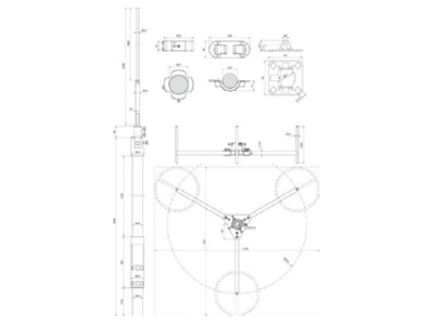 Dimensional drawing 2 DEHN FM D40 L3700  819687 Interception rod with tripod FM D40 L3700 819687